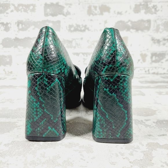 New NORDSTROM RACK Oslo Block Heel Pointed Toe Slip On Snakeskin Pump F887 - Picture 5 of 12